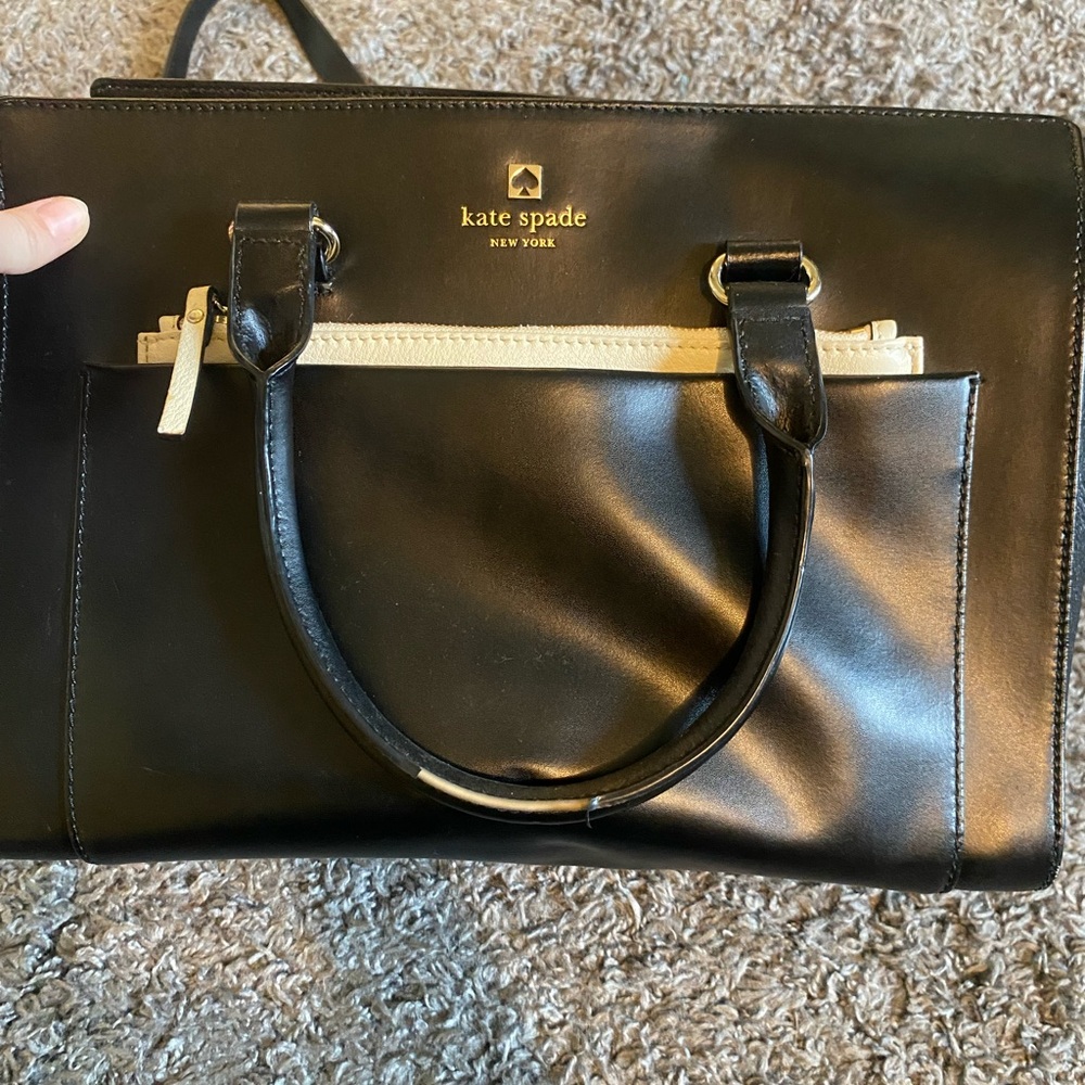 Kate Spade Black and Cream Leather Satchel